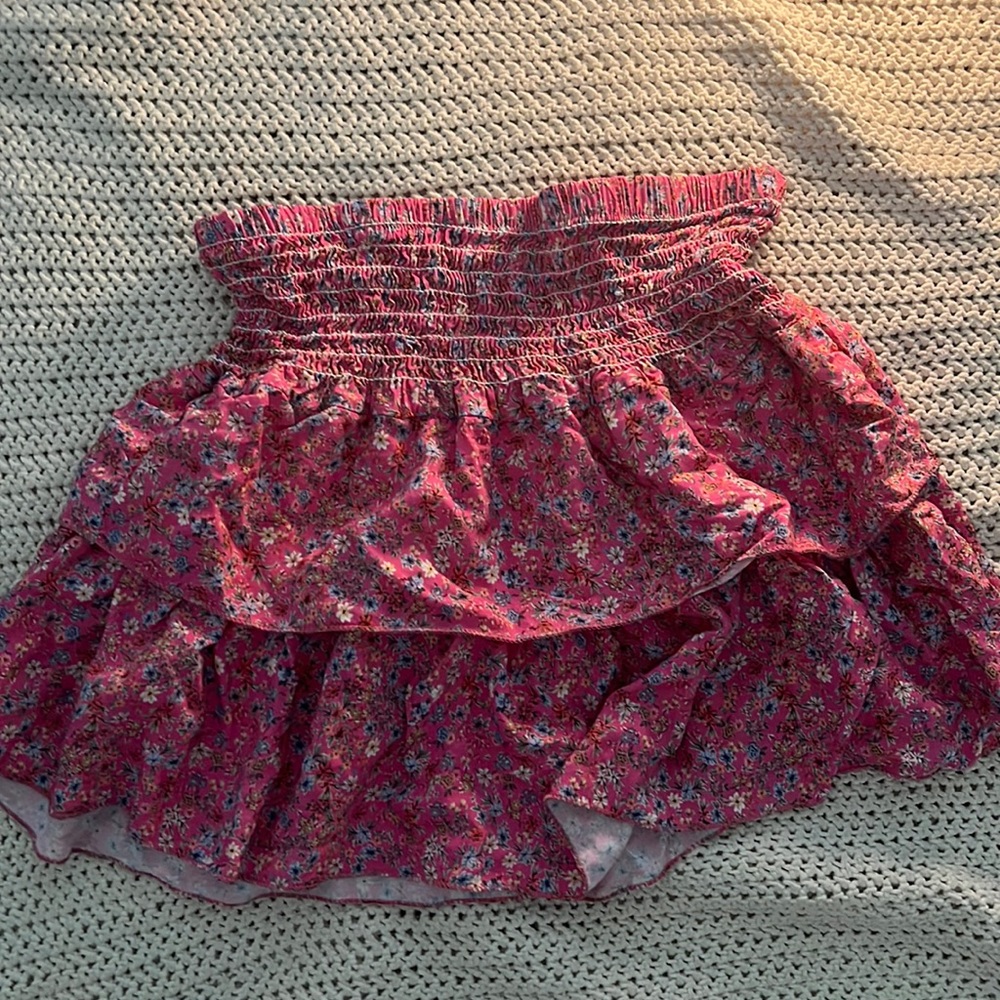 Floral Pink Ruffle Skirt